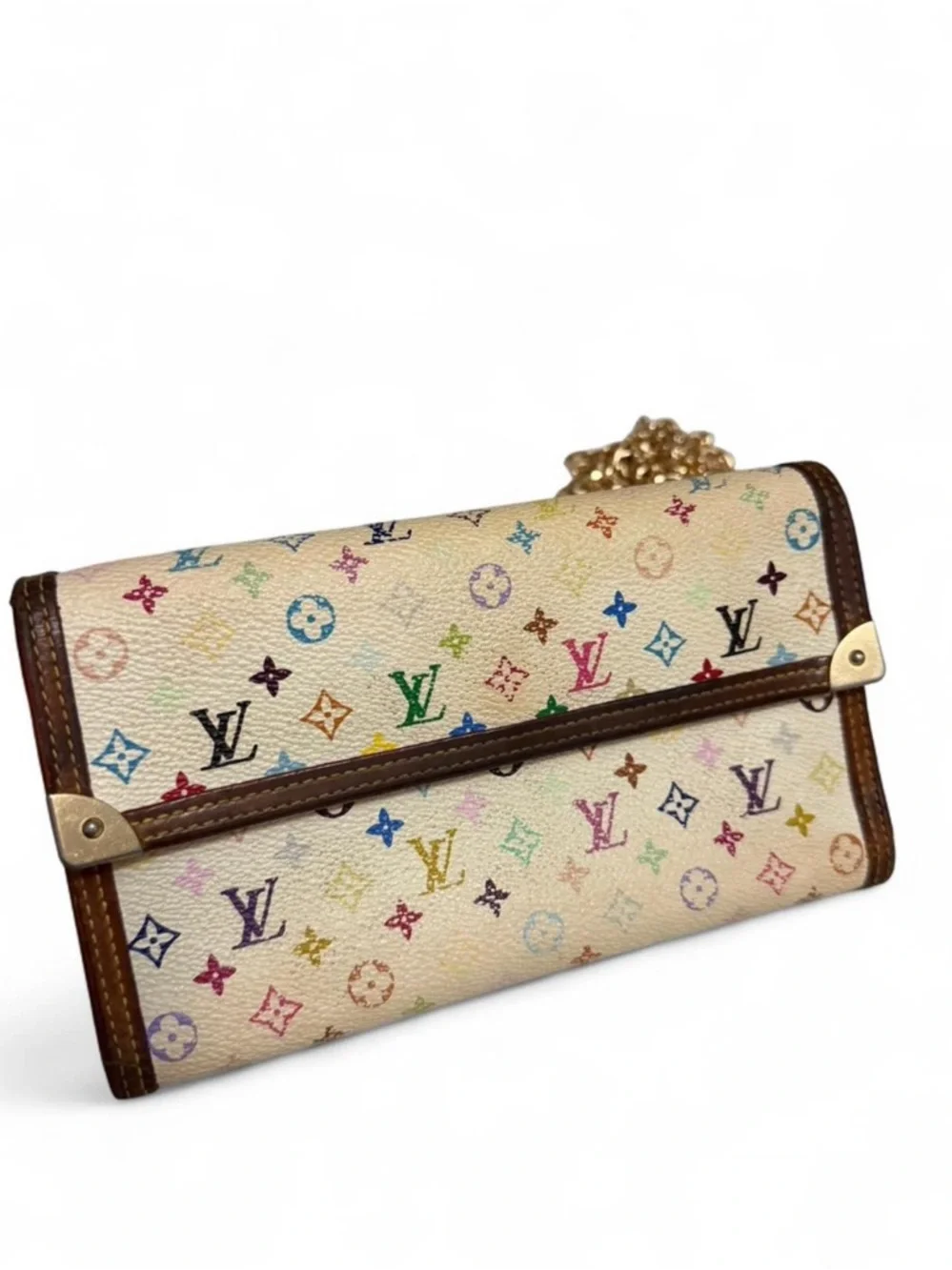 Louis Vuitton X Takashi Murakami Vintage Porte Trésor Wallet w/ chain - Picture 2 of 8